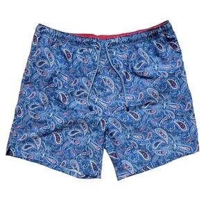Peter Millar Mens Swim Trunks Sz XL Blue Paisley Print